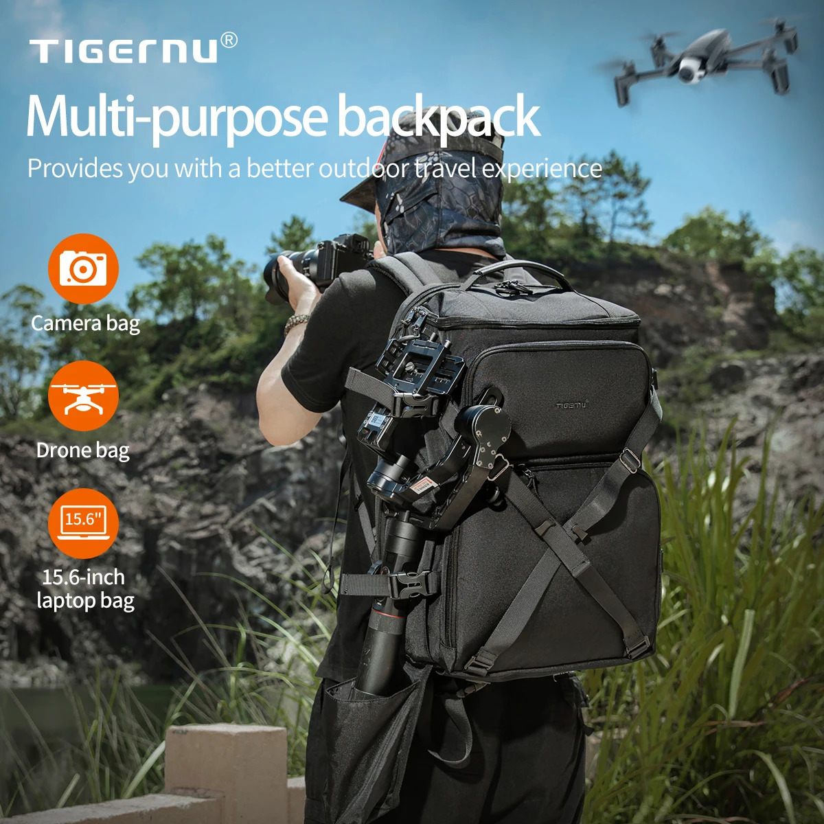 Warranty Backpack Men Camera Backpack 14 15.6inch Laptop Backpacks Drone Package Waterproof Cover Travel Backpack Bags 241225