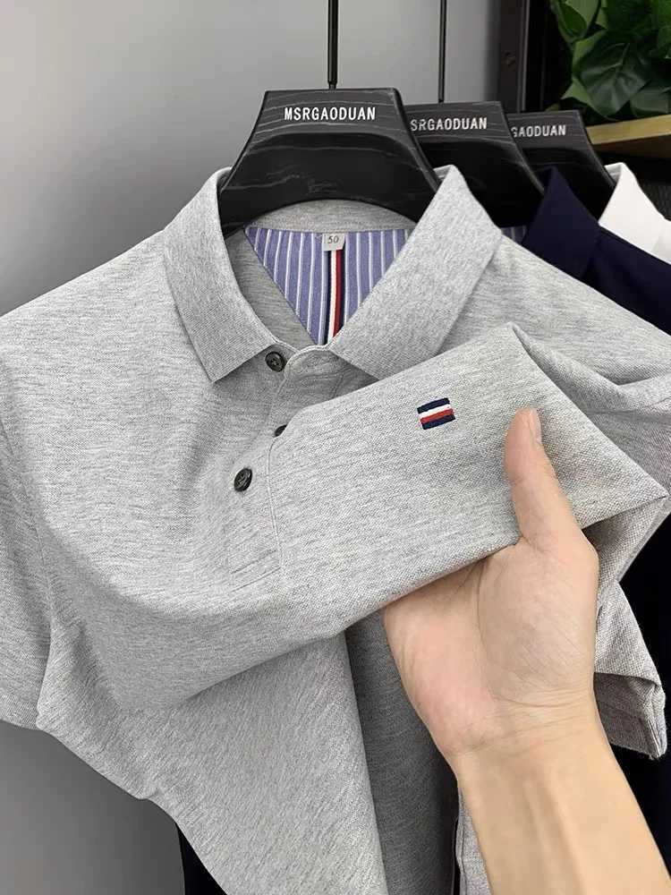 New Embroidered Mens Pure Cotton Popsicle Cotton Hot Selling Polo Shirt Summer New Business Casual Breathable Mens Polo ShirtXJ241225