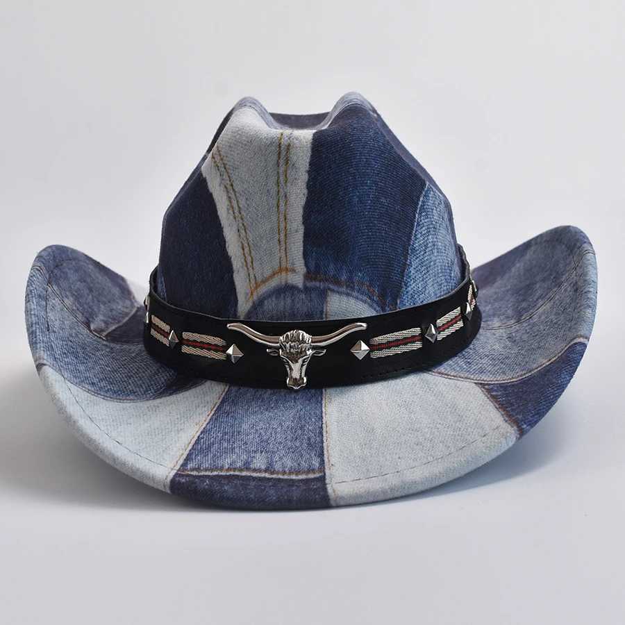 Retro Western Mens Cowboy Hat 8CM Wide Brim Gentlemens Jazz Hat Panama Cowboy Hat Sombrero Hombre Cs W241225