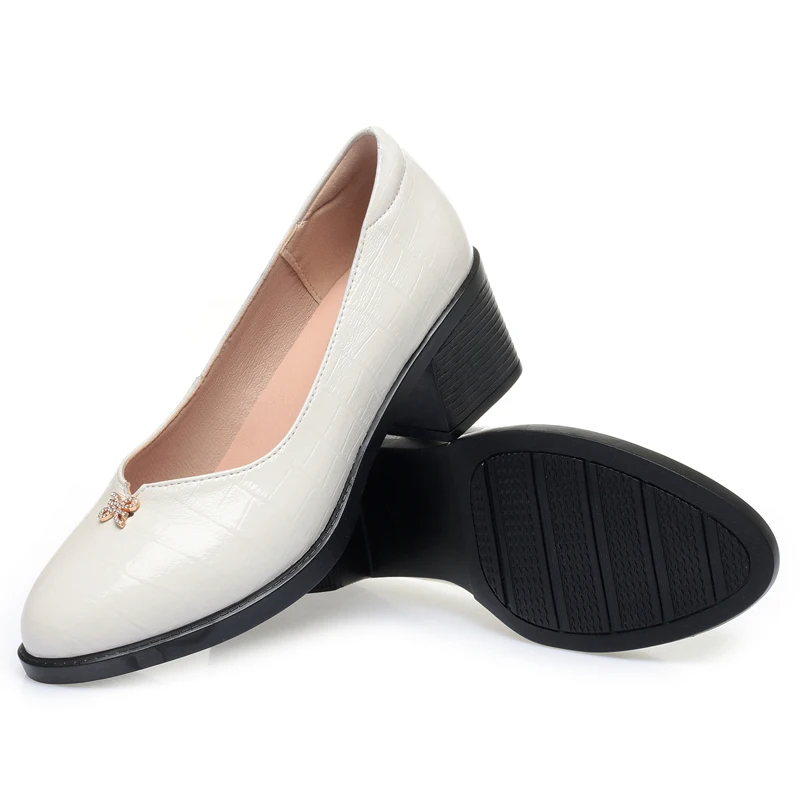 AIYUQI Women Shoes Mid-heel Spring Formal Dress Ladies Shoes Genuine Leather Large Size Women's Work Shoes
