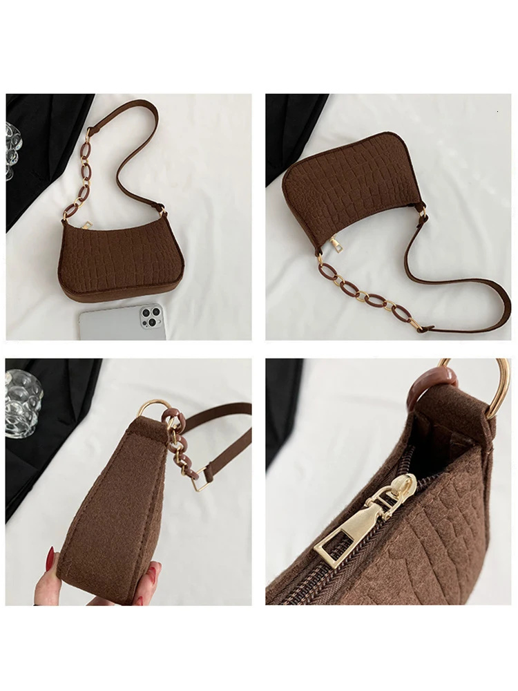 Wool Fiber Small Square New Korean Style Fashion Stone Pattern Shoulder Creative Bag For Women
