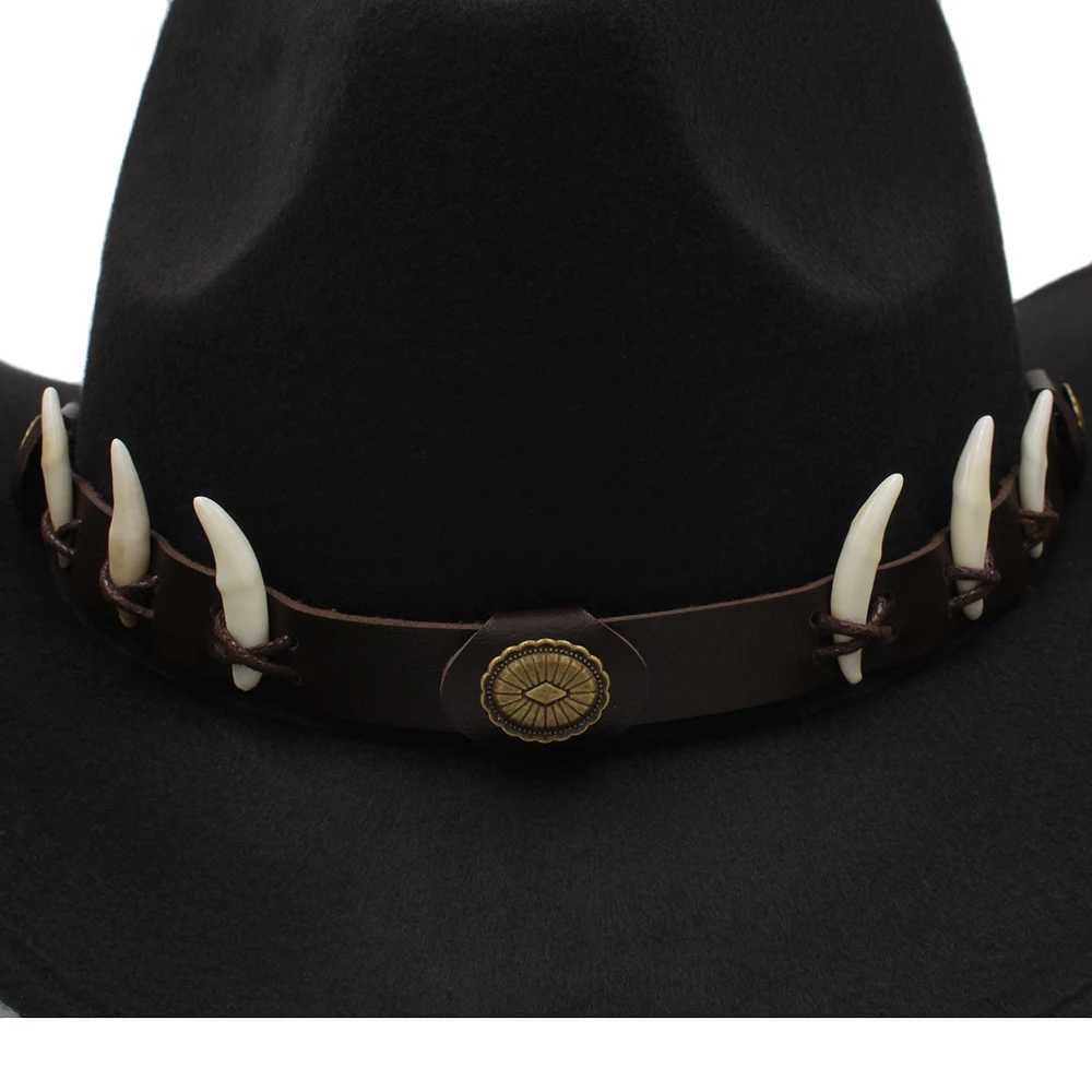 3-Size Parents Children Boys and Girls Western Cowboy Hat Width Brim Panama Sunhats Wolf Teeth Fedora Cs Trilby Sombrero Party W241225