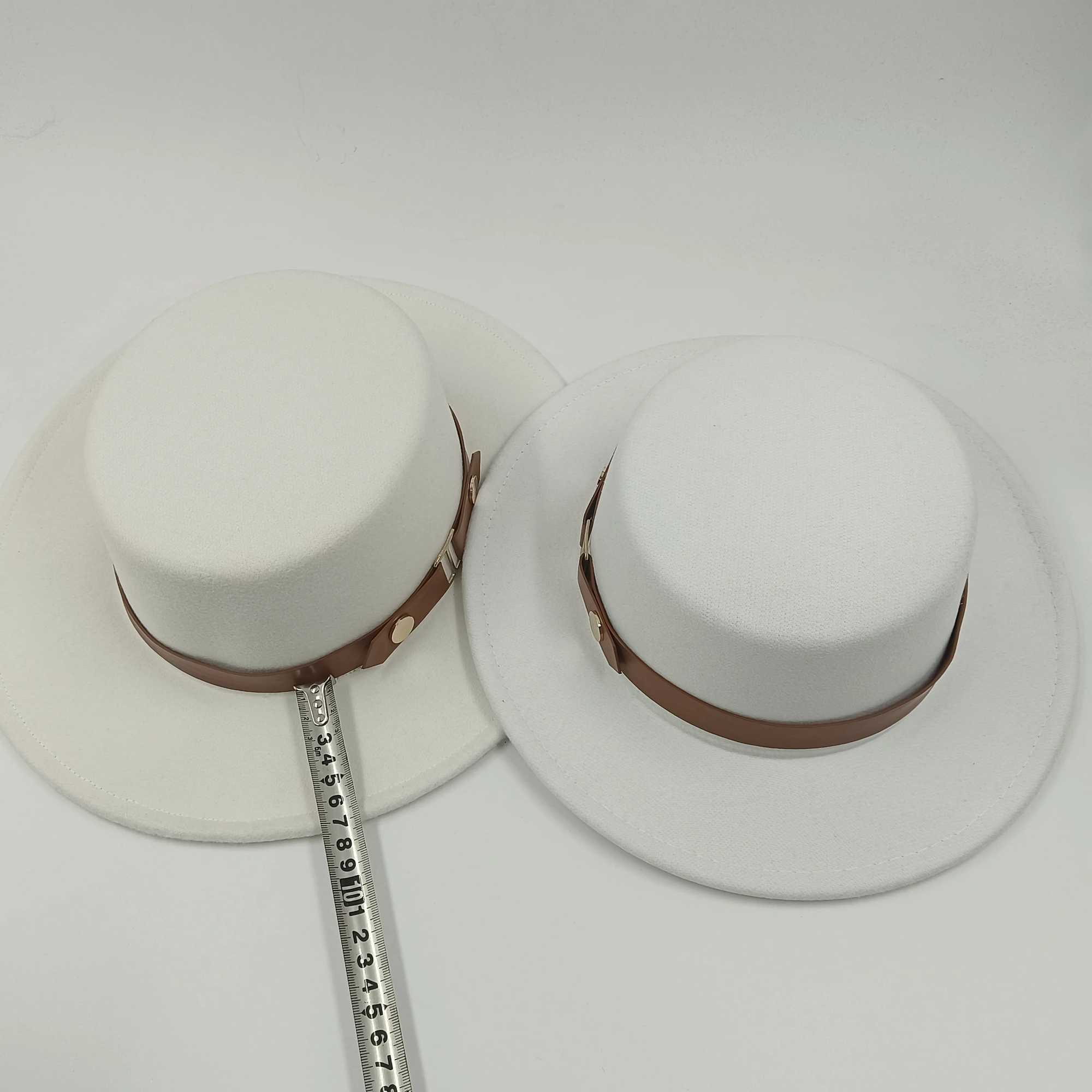 Fedoras Mens and Womens Convex Flat Top Fall Winter Panama Fedora Hat Retro Classic Church Hat 2022 New Belt Decoration W241225