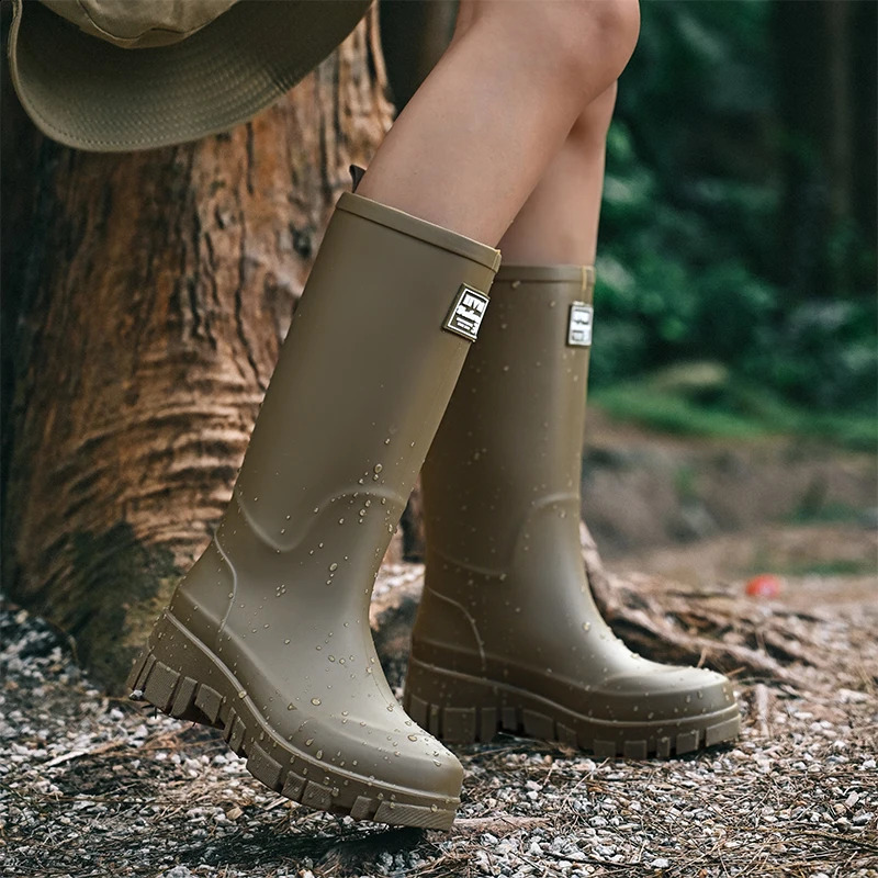 Women Waterproof Boots Style Mouth Ankle Boots Mid Top Rain Shoes Non Slip Outdoor Indoor Chelsea Water Boot Woman 241226
