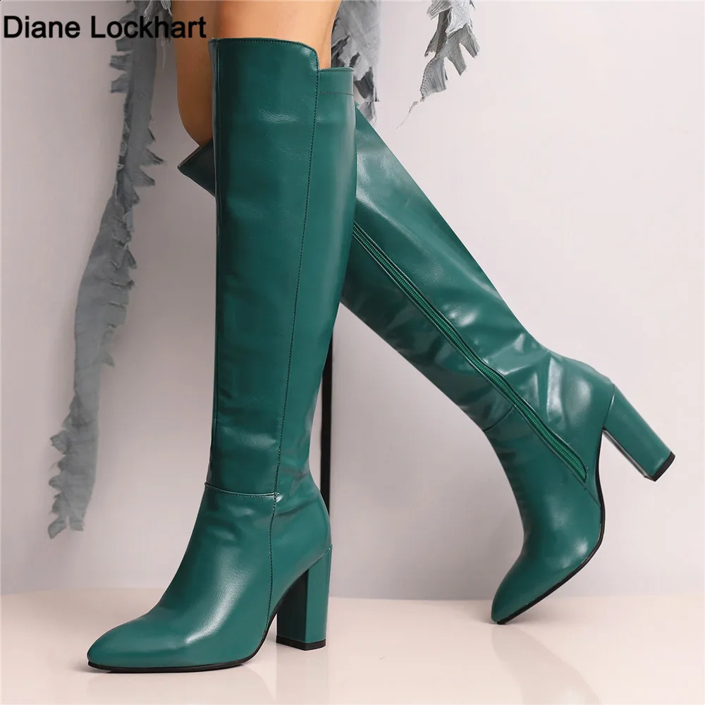 Autumn Winter Fashion The-Knee Women Boots Patent Leather Sexy Zip Thigh High Tall Heel Shoes Woman Size 34-46 241226