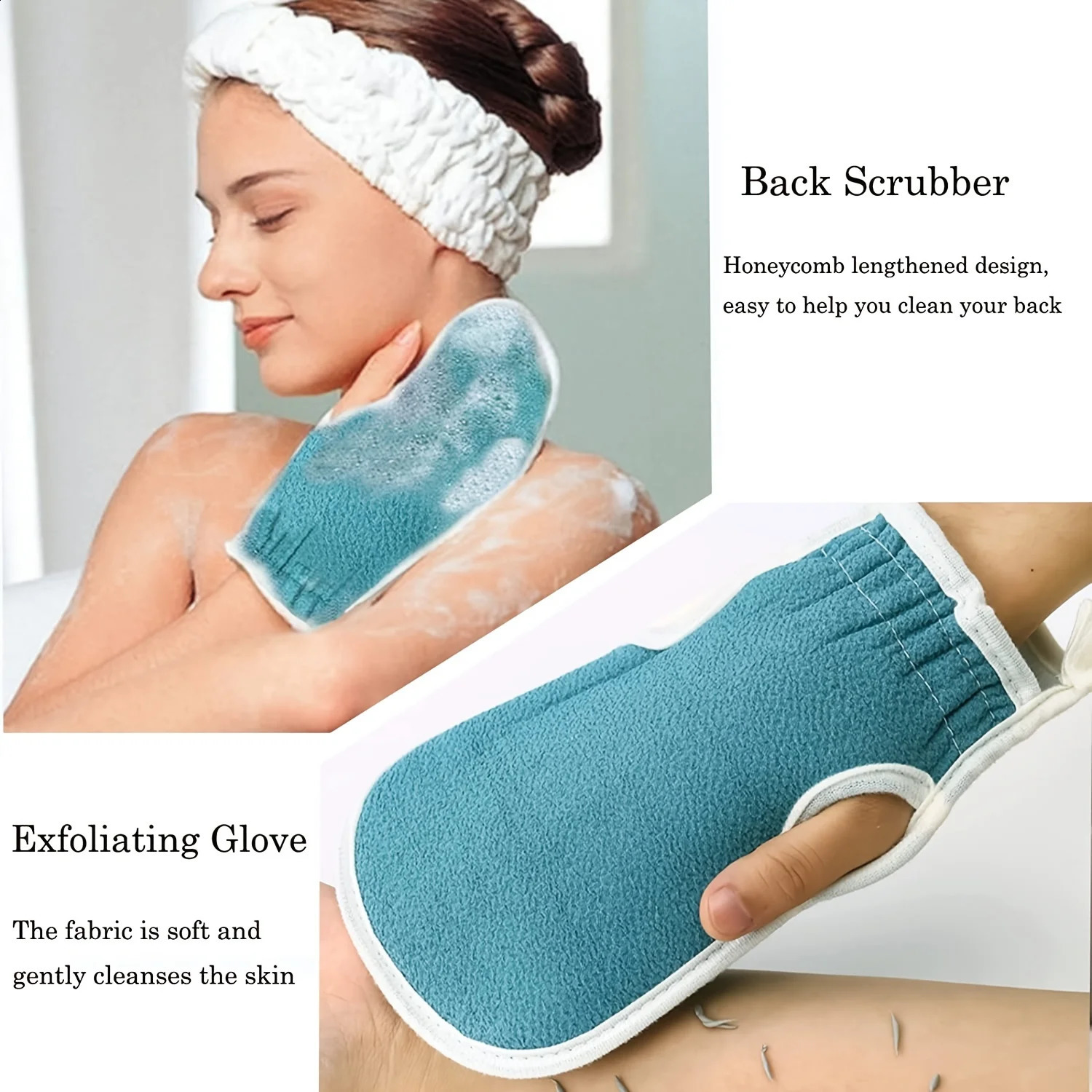 3pcs Exfoliating Bath Towel Set Exfoliating Gloves Bath Flower Back Scrubber Bath Shower Loofah Sponge Bathroom Accessories 241226