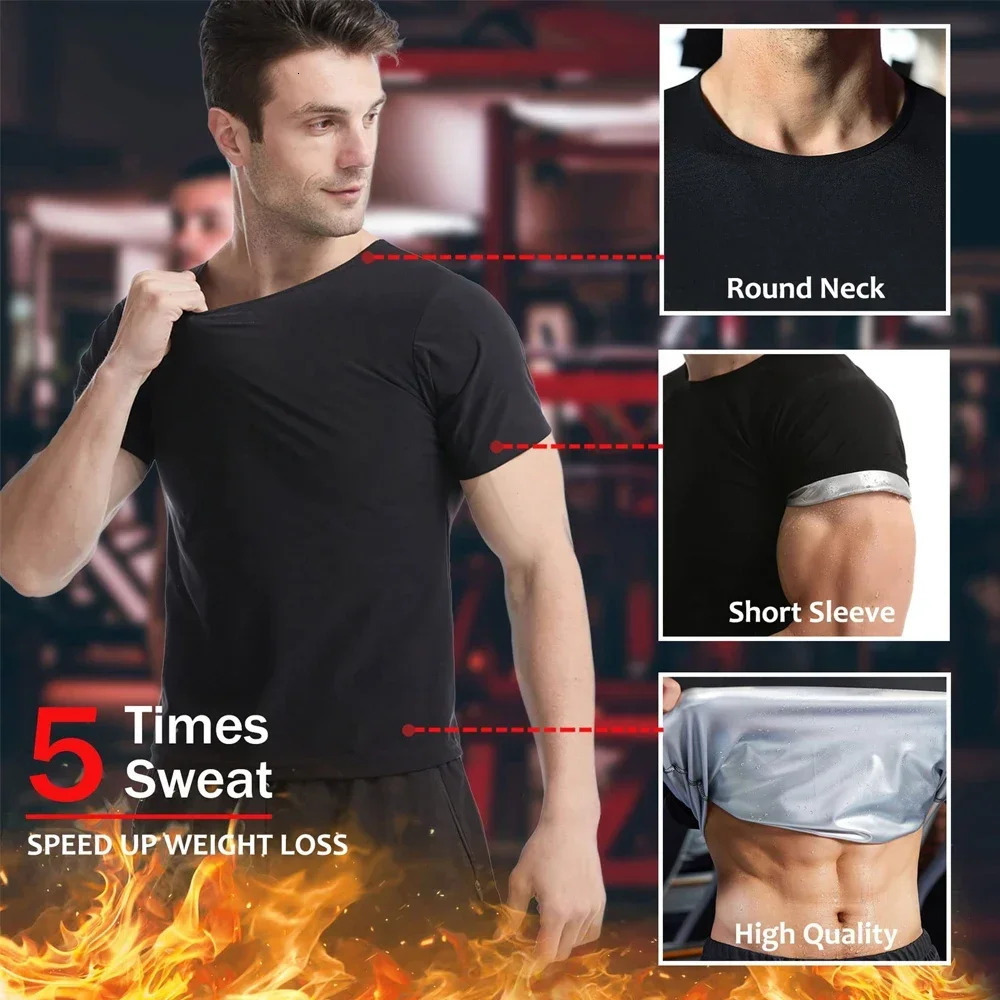 Professional Men Sauna Shirt Sweat Waist Trainer Corset Polyester Tank Top Shapewear Women Gym Slimming Shirt Workout Suit 241225