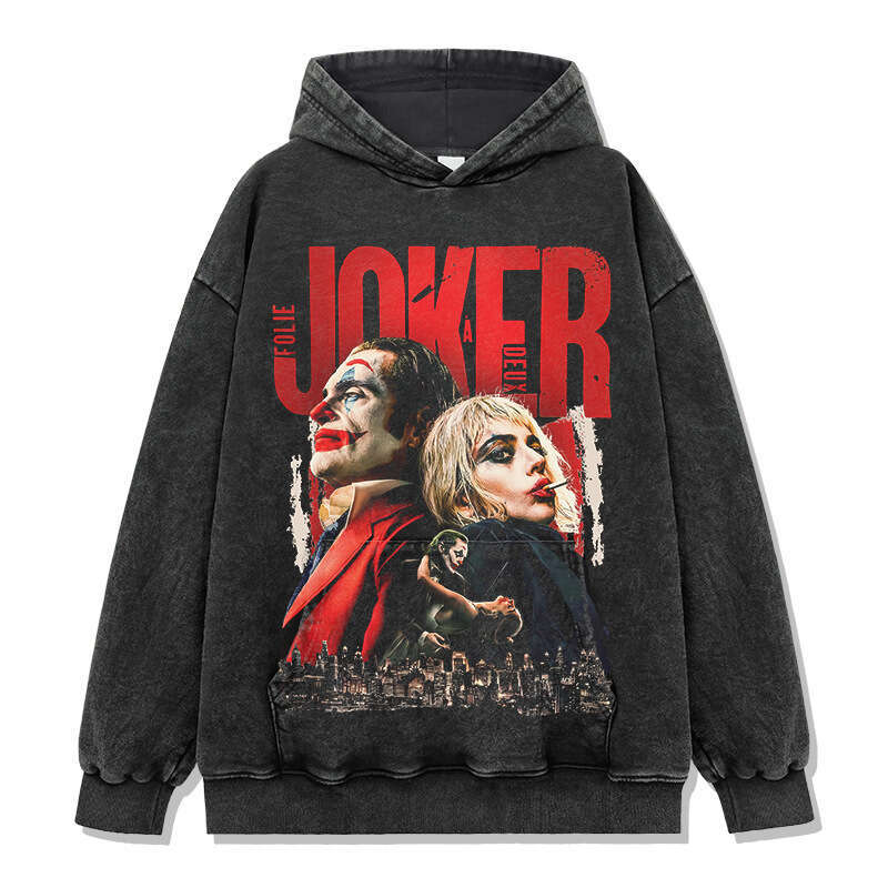 American Joker JOKER printed short sleeved T-shirt, loose and versatile, pure cotton round neck hooded sweatshirt