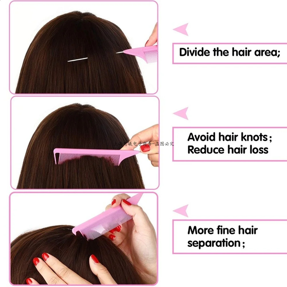 12 Pieces Parting Comb for Braids Teasing Combs with Stainless Steel Pintail for Hair Styling Hairdressing Color for Choose 241225