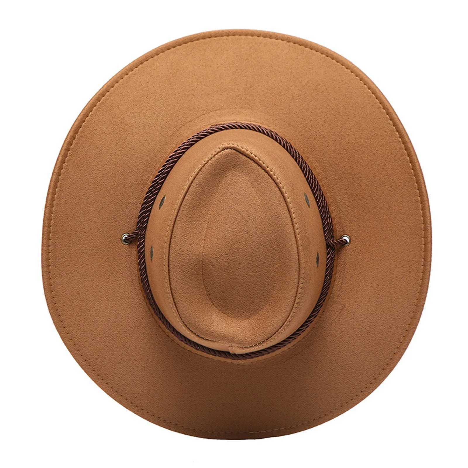 Adult suede western cowboy hat mens retro mens denim hat mens denim hat summer wide Brim Sunscreen Sun C 2024 new accessories W241225