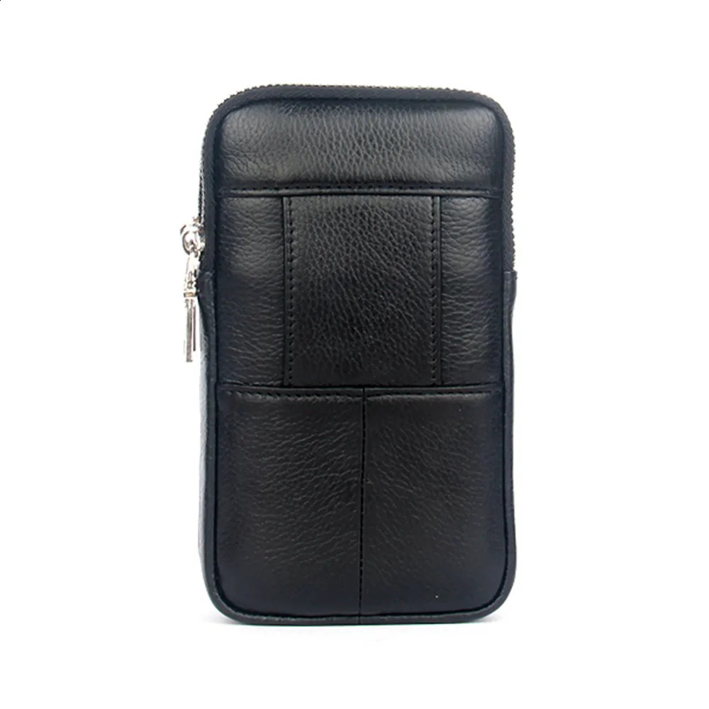 Fashion Men Genuine Leather Fanny Waist Bag Cell/Mobile Phone Coin Purse Pocket Belt Bum Pouch Male/Military Pack 241223