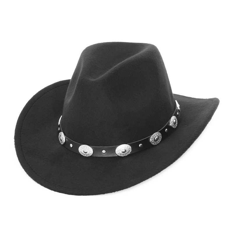 West Autumn Winter Wide Brown Womens Cowboy Hat with Straw Belt W241225
