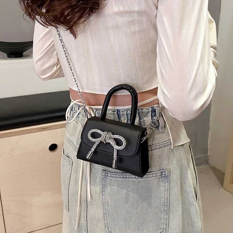 Bow Design Solid Color Mini Shoulder Bag PU Leather Flap Crossbody Bags For Women 2024 Fi Female Chain Purse And HandbagsXJ241225