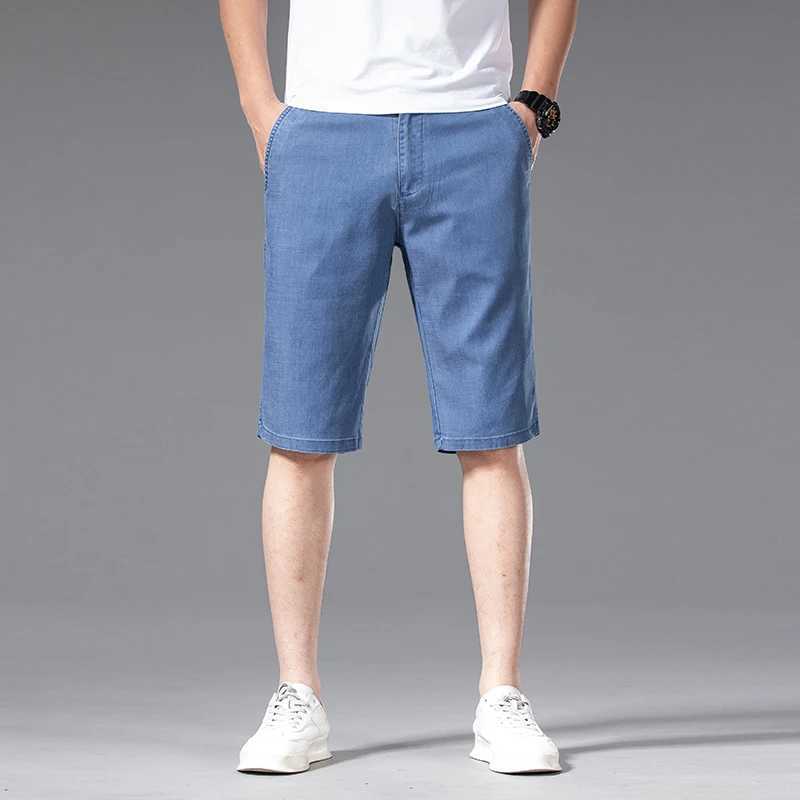 Classic style summer mens business thin denim shorts Lyocell fabric paired with stretch blue shorts mens brand W241226