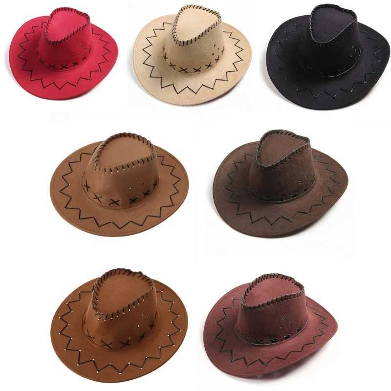 652F Simple Neutral Childrens Cowboy Hat Fashion Suede Western Cowboy Hat Role Playing Hat W241225