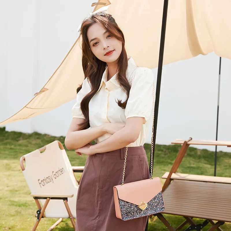 The Trendy Ladies Bags Are and Casual Sequins with Ctrasting Color Chains Lock Buckles and Crossbody Small Square BagsXJ241225