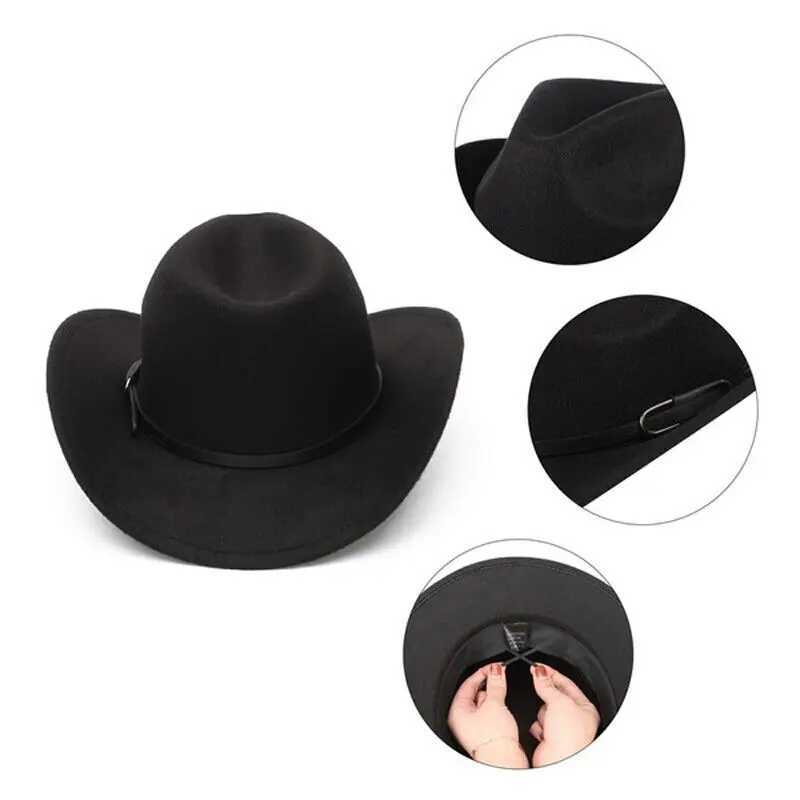 Cowboy Jazz Hat Fashion Fedoras Outdoor Mens and Womens Western Cowboy Hat with Belt Outdoor Casual Fashion Fedoras Jazz Hat W241225