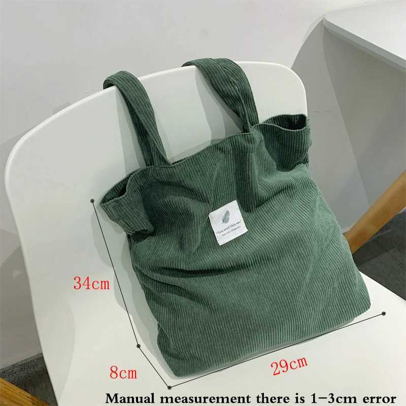 Corduroy Handbag Shoulder Bag Versatile Student Handbag For Women Fi Leisure Large-capacity Storage Tote Bags Shopping BagXJ241225