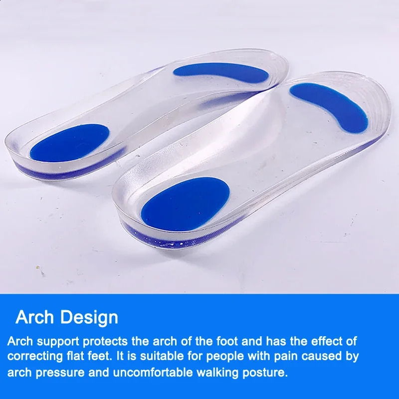 Silicon Orthopedic insoles for Shoes Women Men Flat Foot Arch Support Shoe Pad Shock Absorption Plantar Fasciitis Relief Insoles 241226