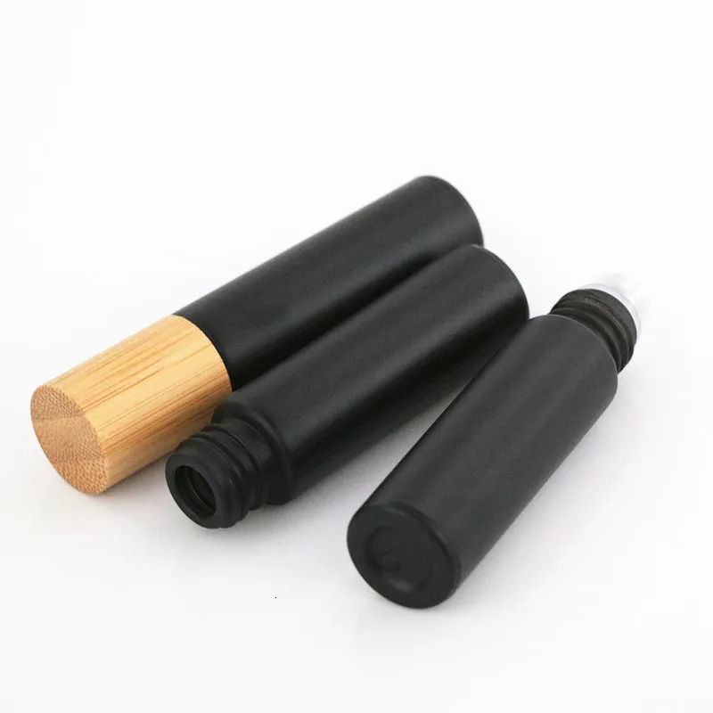 12X 24X 5ML 10ML Glass Essential Oil Roll On Bottles Natural Bamboo Wood Lid Perfume Vials Steel Roller Ball Refillable Portable 241225