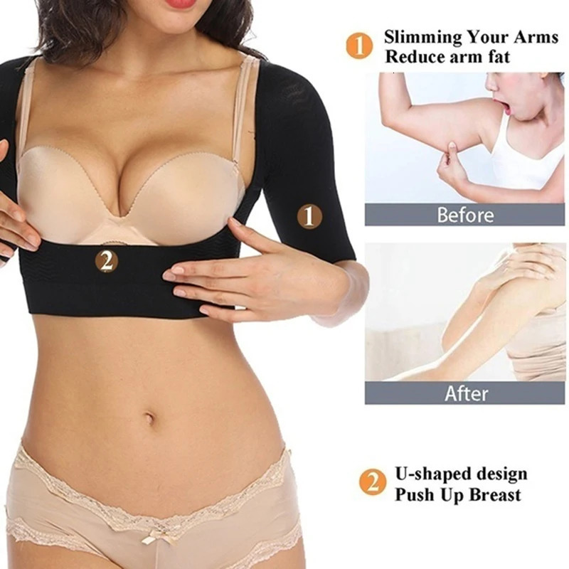 Upper Arm Shaper Women Shoulder Slimmer Compression Shapewear Sleeves Body Shaper Humpback Posture Corrector Back Support Tops 241225