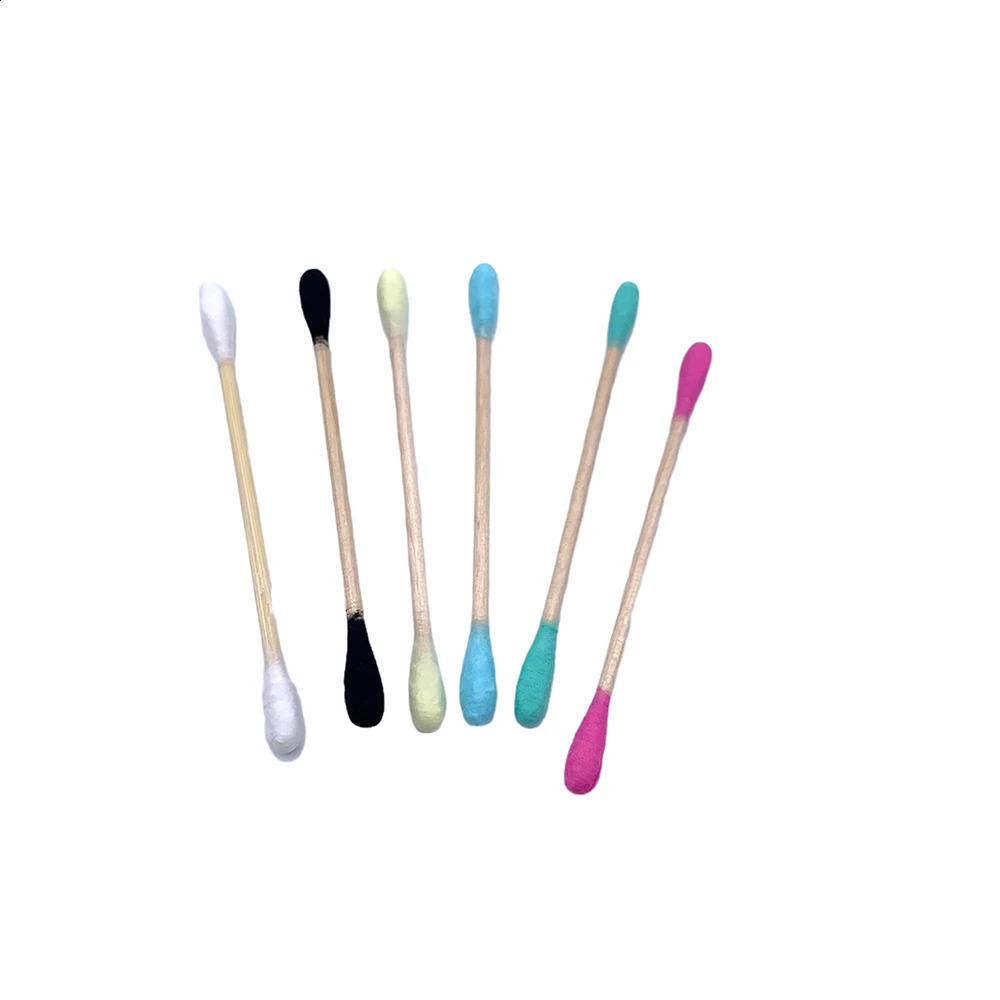 600/1000Pcs color mix Bamboo Cotton Double Head Adults Makeup Cotton Swab Microbrush Wood Sticks Nose Ears Cleaning Health Tools 241226