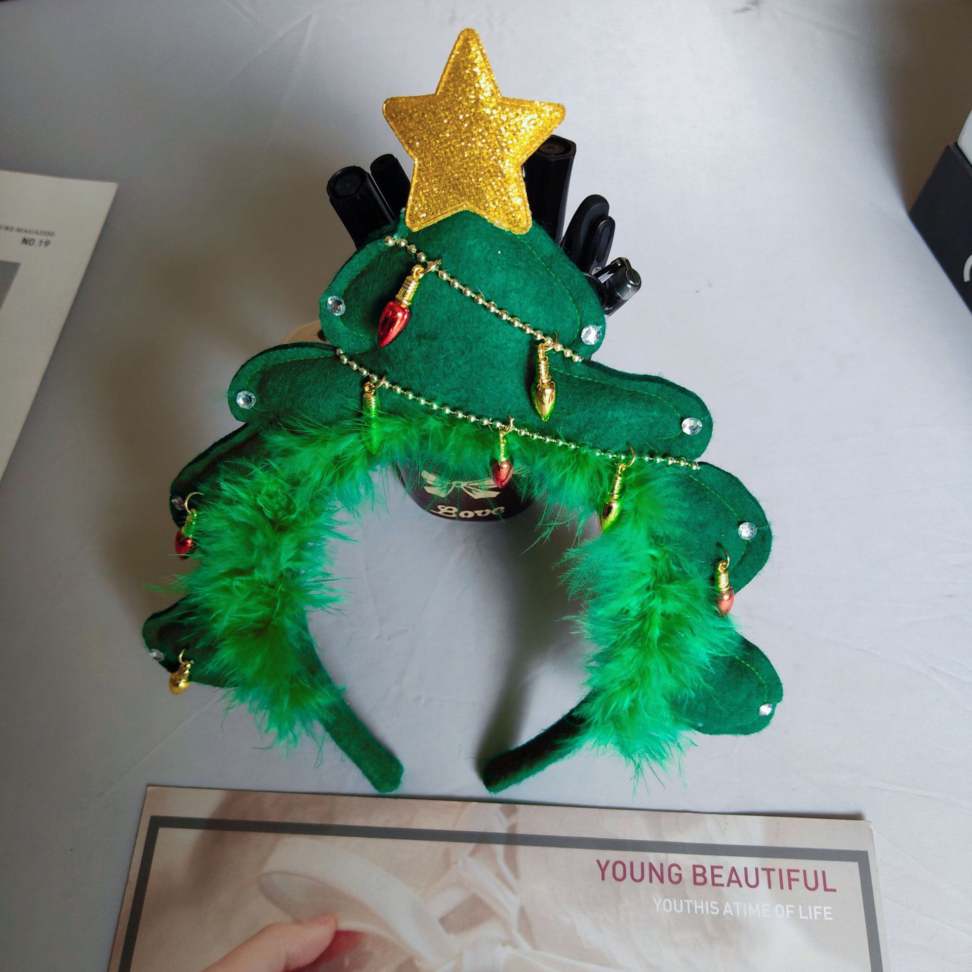 Christmas headdress headband Christmas tree headband, cute party holiday internet celebrity exaggerated and funny photo props