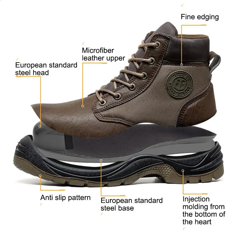Safety Shoes Anti-smash Anti-puncture Anti-slip Work Shoes Wear-resistant Anti-static Labor Protection Shoes Lightweight for Men 241226