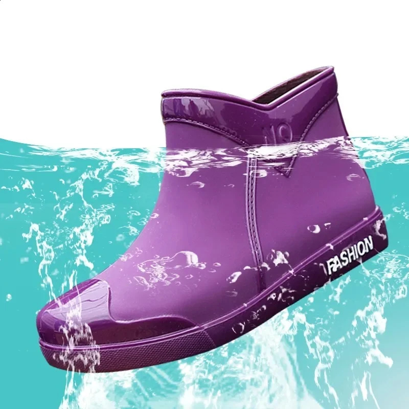 Rain Boots Womens Fashionable Outdoor Non-Slip Wear-Resistant Rain Boots Work Waterproof Shoes Short Tube Plastic Shoes Summer 241226