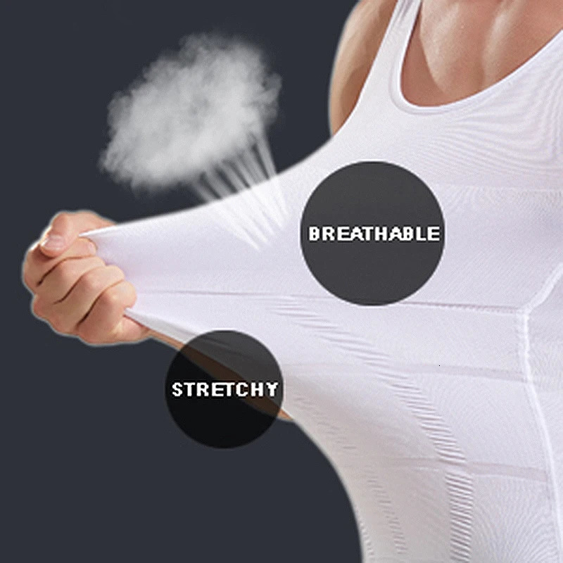 Mens Slimming Body Shaper Vest Shirt Abs Abdomen Slim Gym Workout Tummy Control Compression Tank Top Sleeveless Shapewear 241223