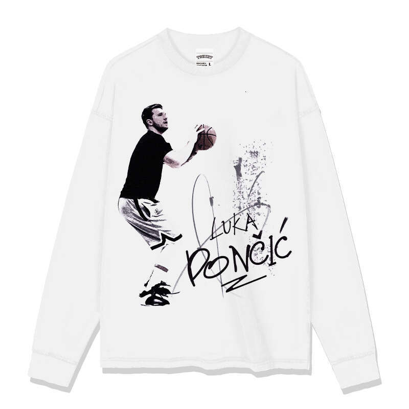LukaDoncic printed short T-shirt, long sleeved round neck hooded sweatshirt, American style
