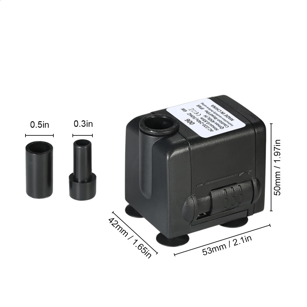 450L/H 6W Submersible Water Pump for Aquarium Tabletop Fountains Pond Water Gardens and Hydroponic Systems with 2 Nozzles 241225