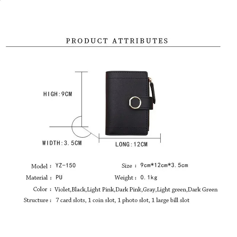 Fashion Trend Clutch Female Purse Money Clip Wallet Small Zipper Leather Purse Women Ladies Card Bag for Women 241224