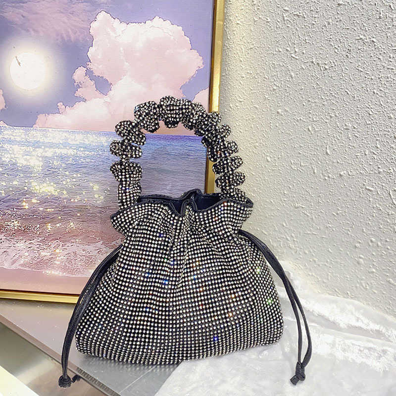 Fashion Trendy Personalized Evening Bags Elegant Light Luxury Dumpling Bag Tote Shiny Ineffective Diamond Inlaid Handbag 241226