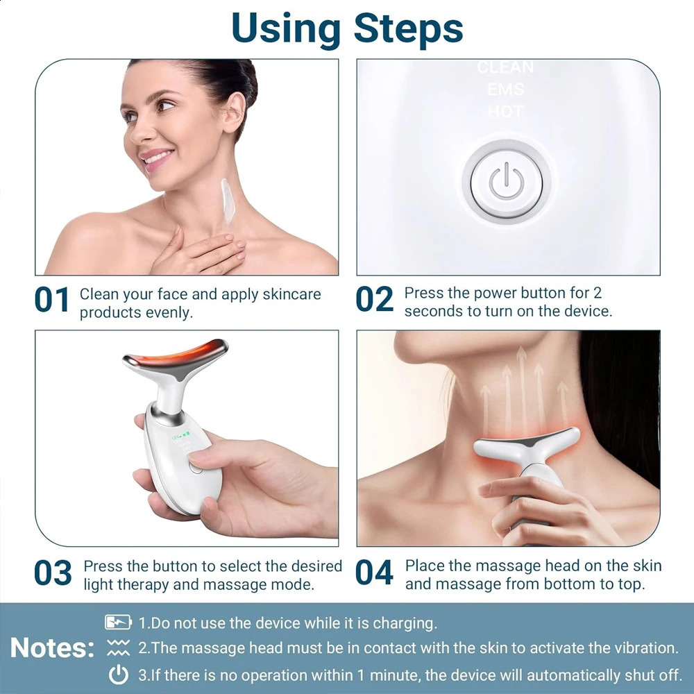Neck Face Massager Skin Care Massage Device with 3 Color Modes for Skin Rejuvenation Face Sculpting Tool for Double Chin 241226
