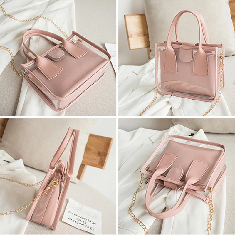 2 Pcs Summer Transparent Handbag set Women Shoulder Bag 241226