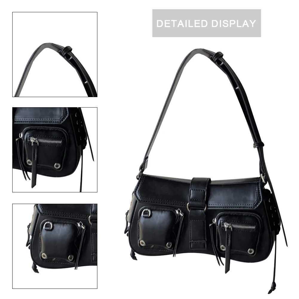Wen Vintage Underarm Bag PU Leather Solid Color Bag Mtipocket Y2K Adjustable Strap Fem Cmute Daily Bag Z250514