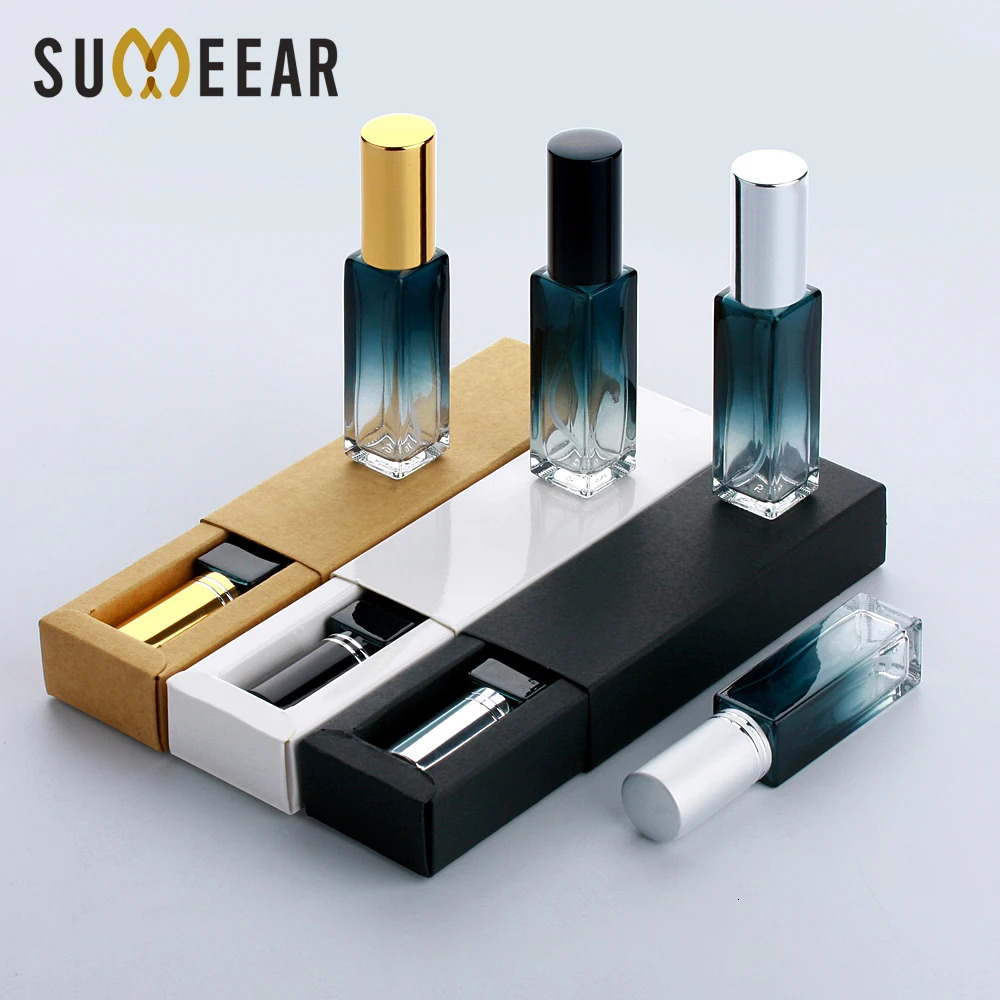 Wholesale 10ml Refillable Thick Square Glass Perfume Bottle With Box Portable Sprayer Pump Bottles Empty Container 241225