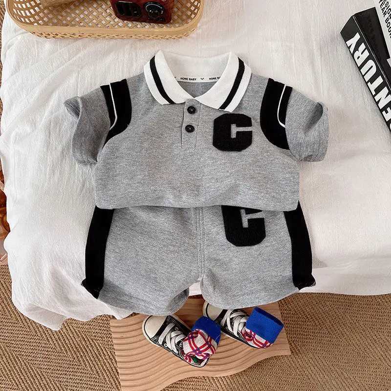 Clothing Sets Summer Baby Kids Clothes Sets Toddler Boys Cotton Sleeve Polo T-shirt + Shorts 2Pcs Children Casual Outfits ClothingY241225LGQW