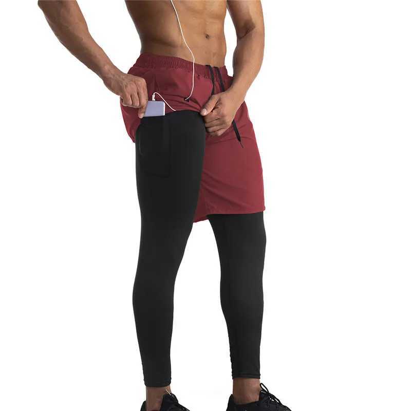 Mens Running Shorts 2 In 1 Sports Shorts Bodybuilding Men Soccer Workout Jogging Short Pants Quick Dry Gym Sport Fitness ShortsXJ241226