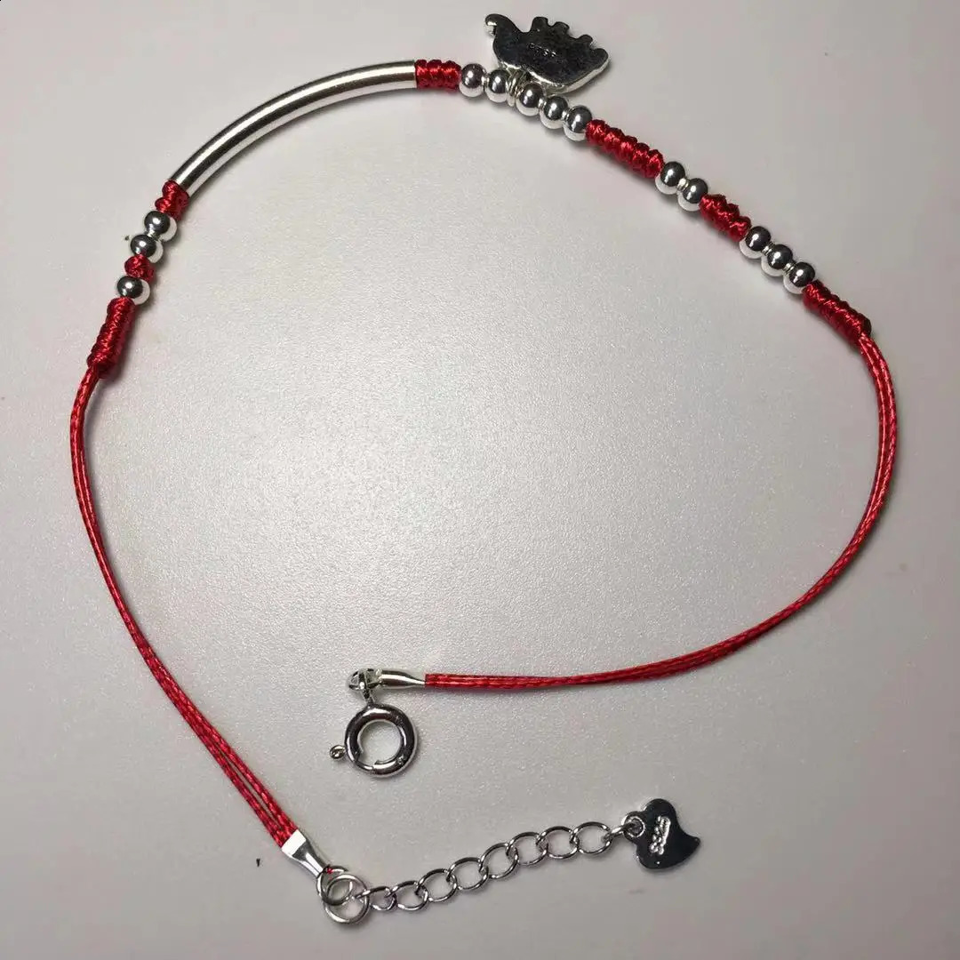 Elephant 925 Sterling Silver Womens Anklets Jewelry Charm Lucky Rope Handmade Ankle Bracelet Red Thread Foot Chain Anklet 241226