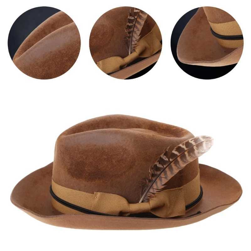 British style mens and womens one-third hats Distred Carnival wool one-third hats winter and autumn hats feather design W241225
