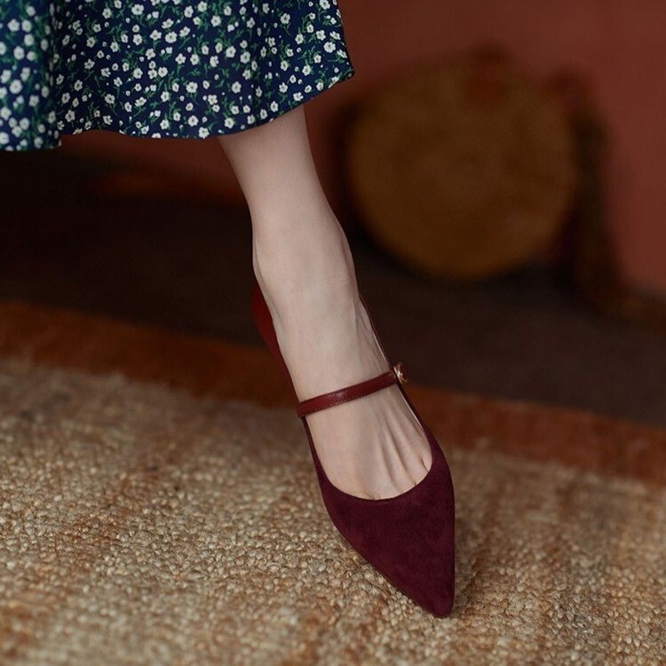 2021 Vintage Black High Heels Fashion Women Spring Autumn Mary Jane Shoes