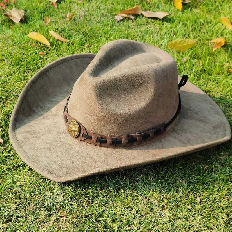 Western style denim hat mens denim hat mens denim hat mens jazz hat cs wide brown fashionable felt Fedora hat wholesale Panama sombrero hombre W241225