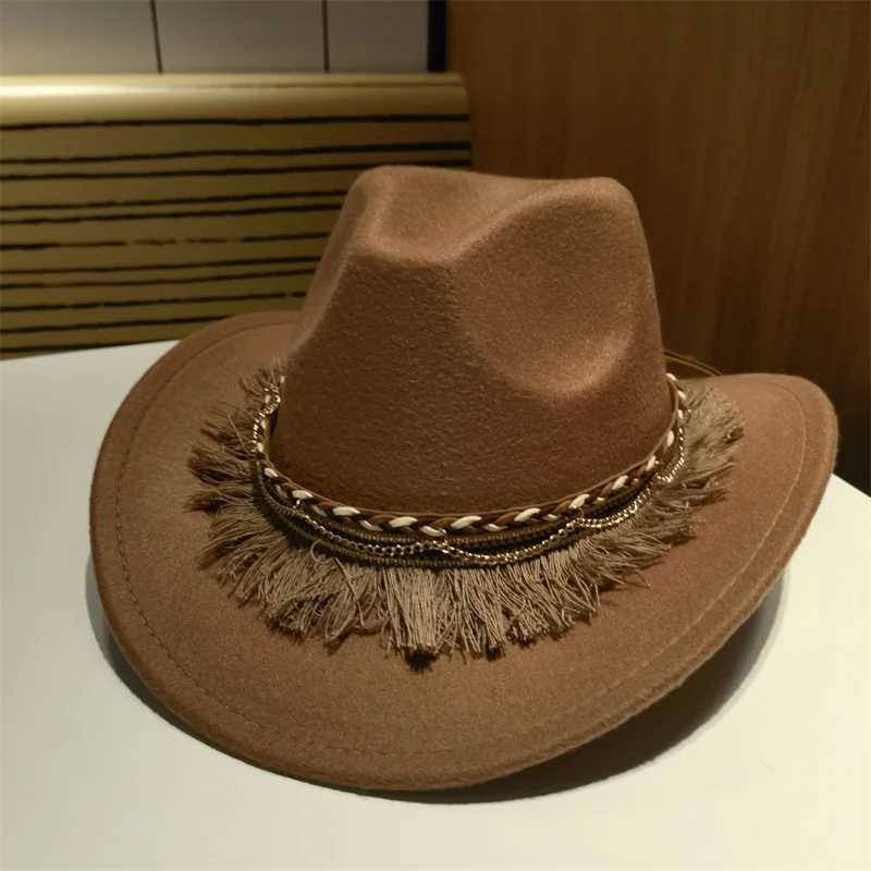Fedora Hat Cowboy Western Cowboy Mens Hat Panama Outdoor Wide Brim Solid Khaki Coffee Black Outdoor C Sombrero Vaquero New W241225