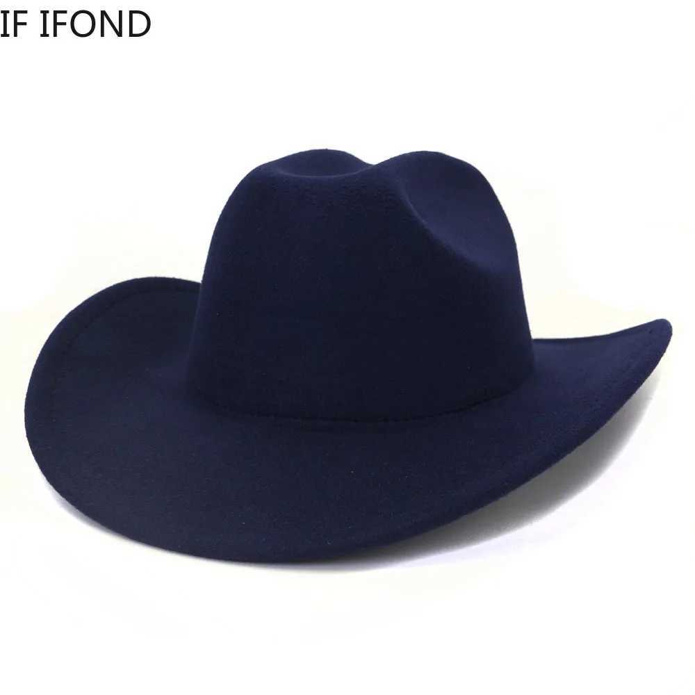 New Womens Mens Artificial Wool Western Cowboy Hat Winter Autumn Gentleman Jazz Cowboy Hat Cloche Sombrero Cs W241225