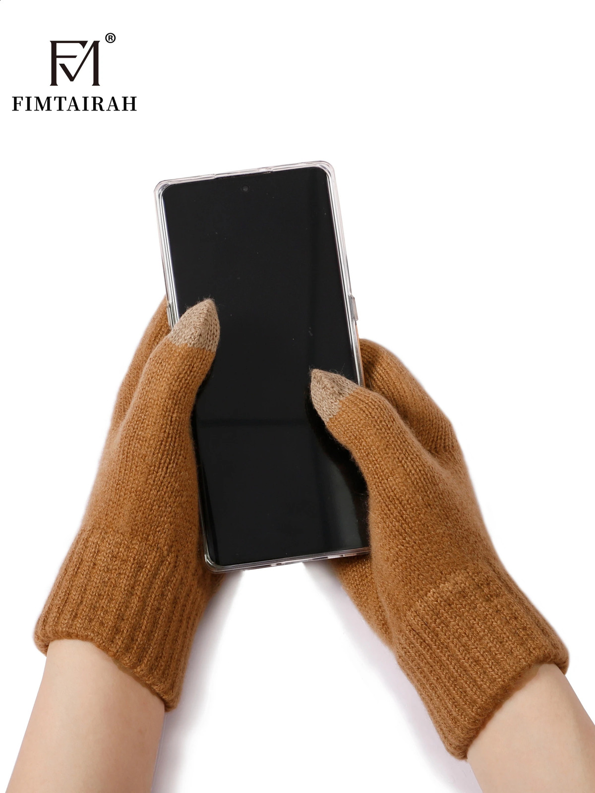 Inner Mongolia cashmere gloves for men and women autumn and winter warm and cold double strand knitted wool solid 241226