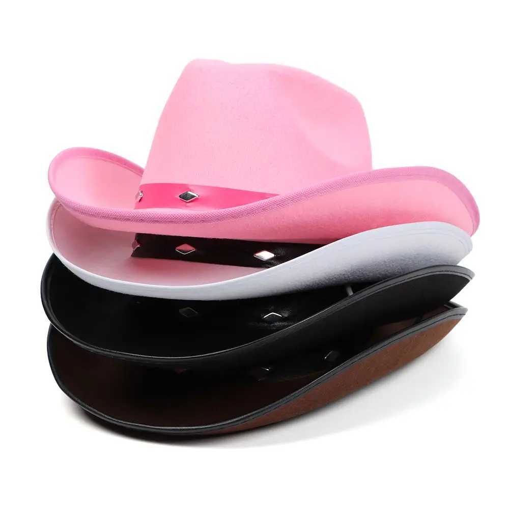 Western style stud cowboy hat retro jazz hat wide Brim Wild West C mens cowboy hat womens outdoor knight hat W241225