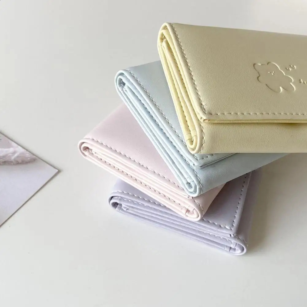 Women Short Bear Small Wallets Student Triple Fold Card Holder ID Bag Card Holder Coin Purse Ladies Wallets Cartoon Bag 241224