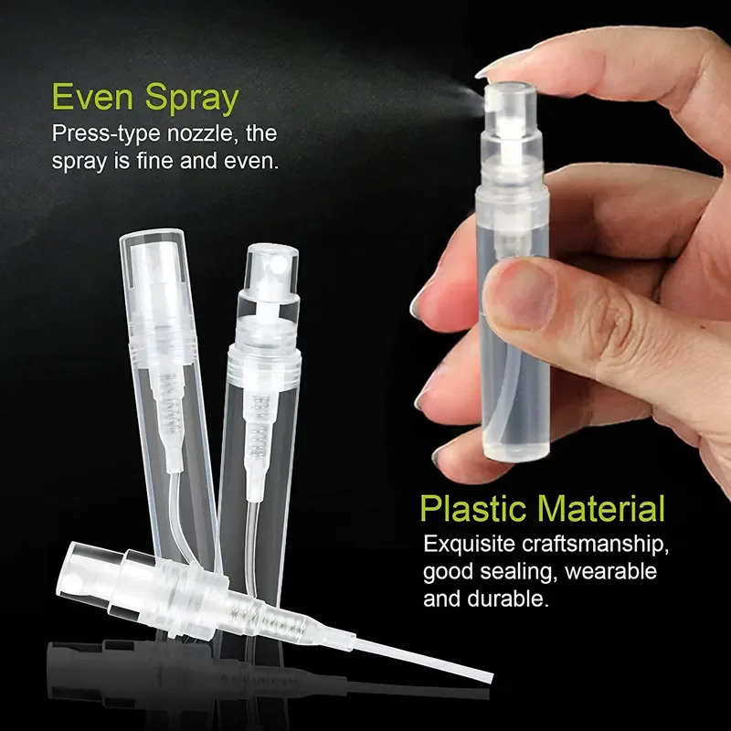 100Pcs Mini Plastic Spray Bottle 2ml 3ml 5ml 8ml 10ml Perfume Bottle Parfume Bootle Refillable Vial Empty Cosmetic Container 241225